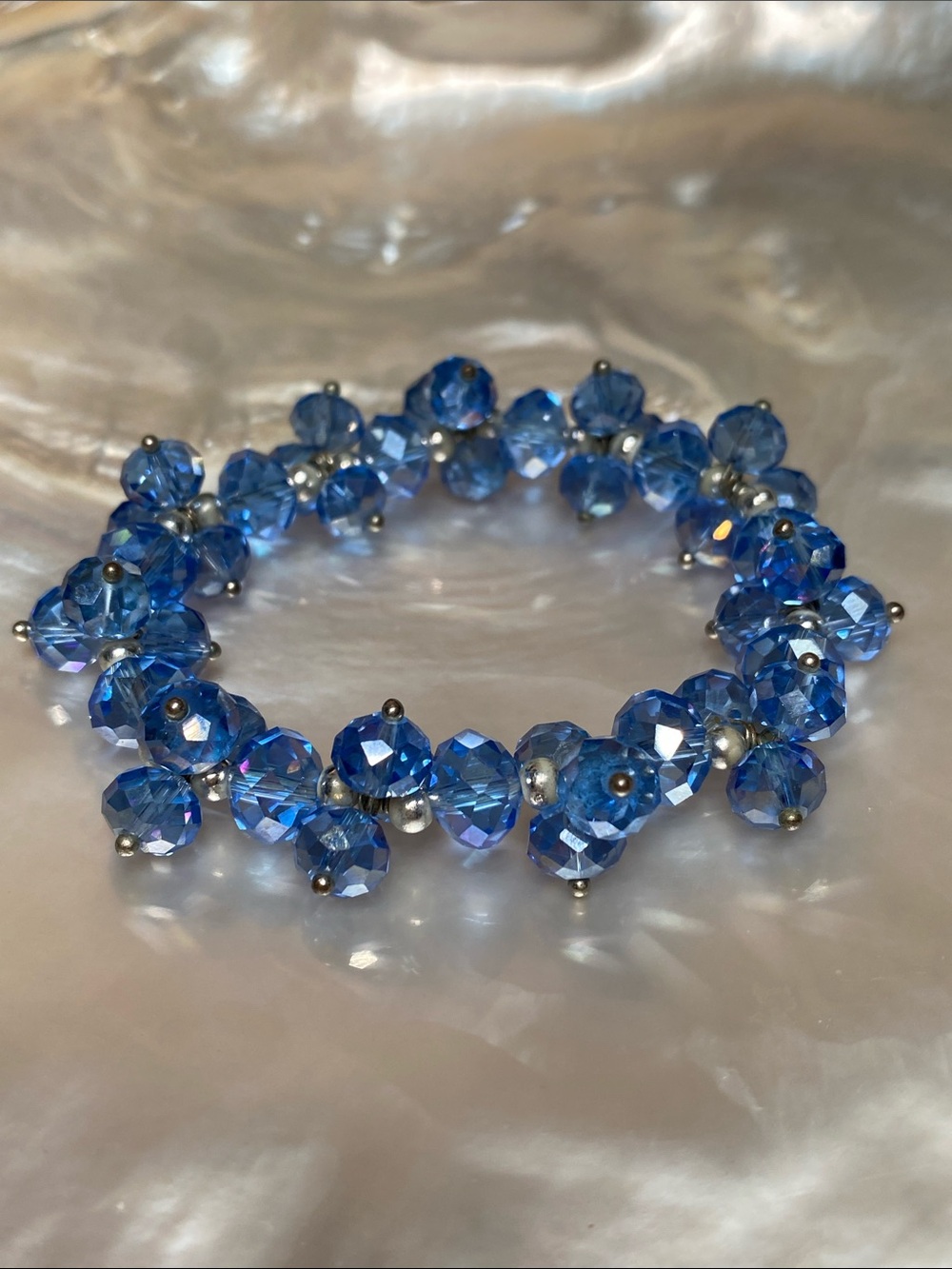 🍇 Swarovski Style Crystals Artisan Bracelet Light Blue